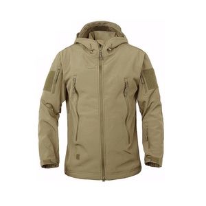 Waterproof Tactical Soft Shell Men Jacket Coat Army Windbreaker Outdoor Khaki